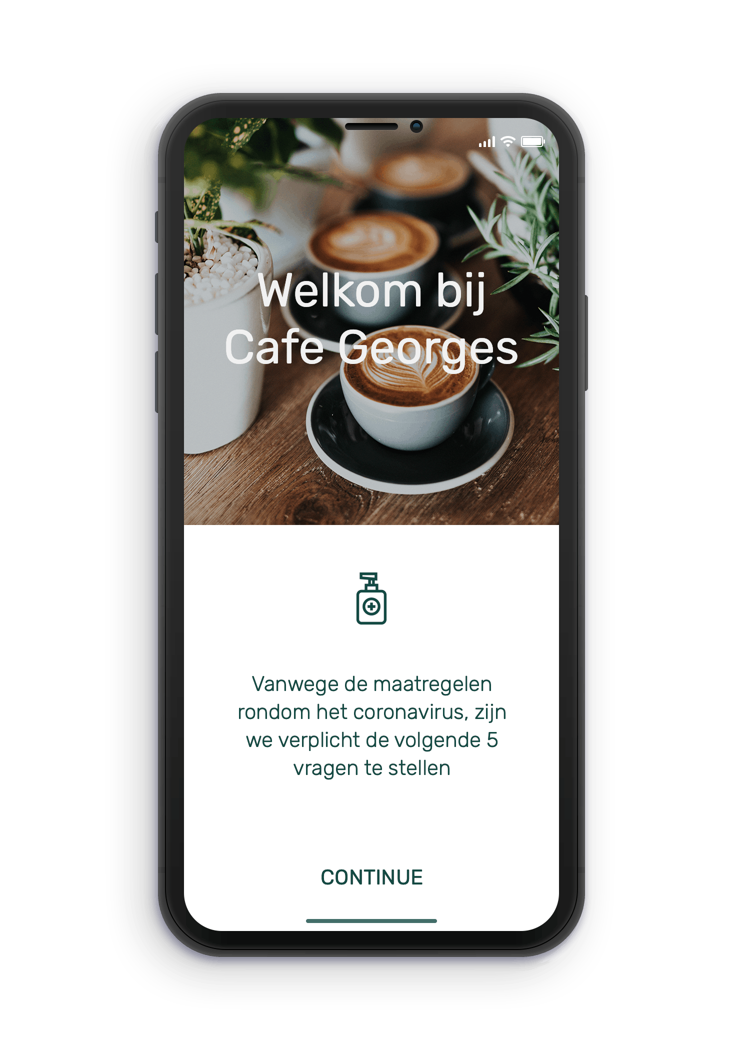 beginscherm bezoekerscheck voorbeeld